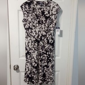 Chaps Black and White Asymmetrical Dress